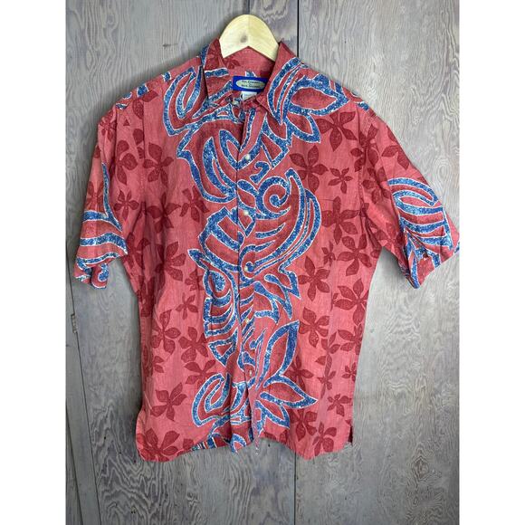 Phil Edwards by Reyn Spooner Red Tribal
 Button Down Aloha Shirt Men Size Large - Picture 1 of 5